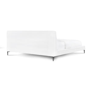 English Elm Brooke Mid-century Platform Bed Woven Upholstery Low Profile Steel Legs Cream White B353S00008