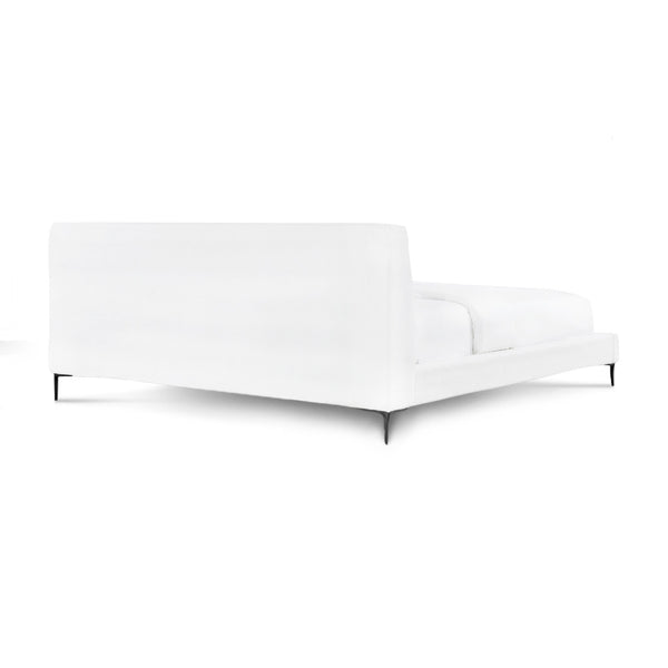 English Elm Brooke Mid-century Platform Bed Woven Upholstery Low Profile Steel Legs Cream White B353S00008