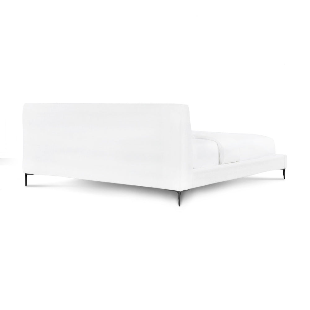 English Elm Brooke King Platform Bed Woven Upholstery Foam Padded Mid-century Matte Steel Legs B353S00011