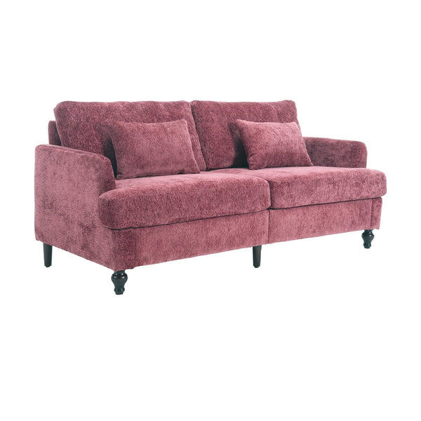 English Elm Mid Century Modern chenille loveseat with solid wood frame, detachable cushions, breathable fabric couch WINE RED W395P151897