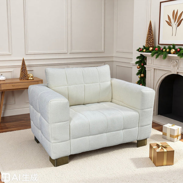 English Elm Fx-p54-1s-be2 Plush Accent Chair with Gold Legs Mid-century Modern Living Room Seat Beige W576S00210