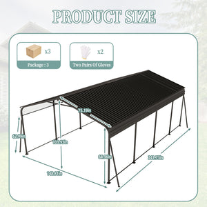 English Elm Metal Carport 12x20 Galvanized Steel Canopy Heavy Duty Outdoor Garage Shelter Kit W1598S00018