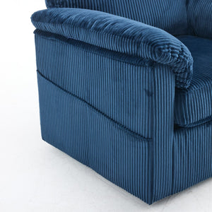 English Elm 33 Inch Oversized Swivel Corduroy Lounge Chair with Plush Chenille Cushioning and Support Springs Blue W1829P265013
