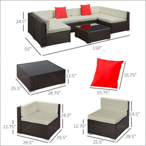 English Elm Rattan Outdoor Sectional Sofa Set Seven Piece Pe Wicker Patio Conversation Furniture T3971S00132