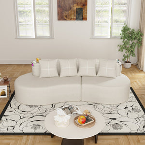 English Elm Modern Half Moon Chenille Sectional Three Seat Curved Sofa for Living Room or Apartment Beige W395P435337