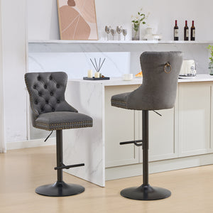 English Elm A&A Retro Pu Swivel Barstools Set Of 2, Adjustable Height 26-33", Vintage Comfort For Kitchen & Bar W1143P195203