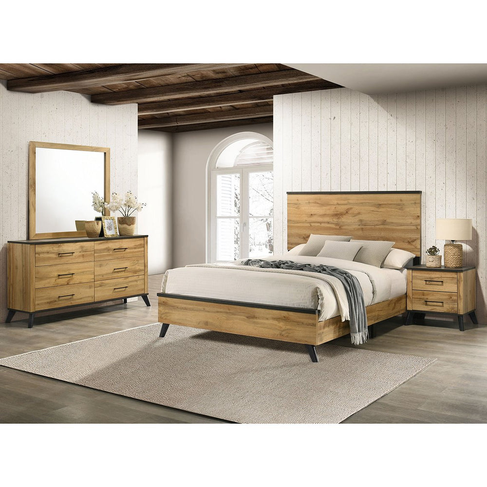English Elm Mckee Queen Bedroom Set White Panel Bed Dresser Nightstand Mirror Four Piece Suite B062S01740
