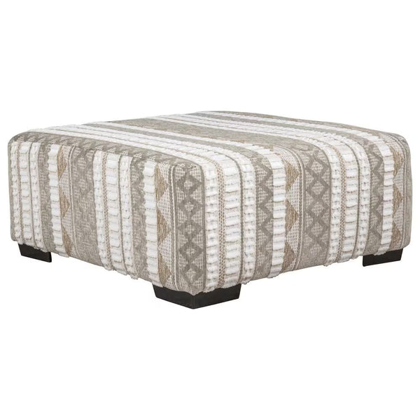 English Elm Contemporary Solid Wood Ottoman With Black Legs - Chic Beige/Ivory Chenille For Modern Spaces B2741P355168