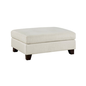 English Elm Ivory Upholstered Ottoman Bench 40.5"x30"x18" Modern Accent Seat with Solid Wood Legs, Plush Cushion B011P287482
