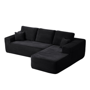 English Elm 104" Plush Corduroy L-shape Sectional Deep Seat Modular Sofa with Chaise Storage W3975S00044