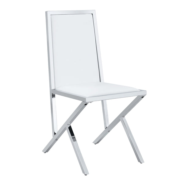 English Elm Table and Chair Set Tempered Glass Top with Silver Metal Frames Seats 8 Dining White+Silver W1151S04765