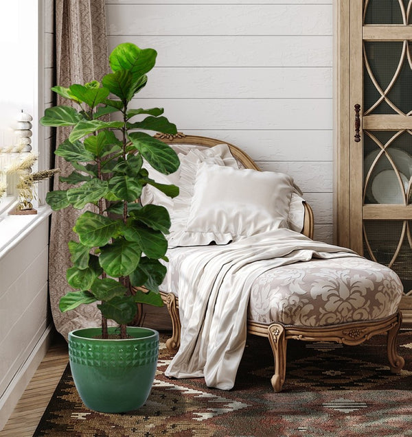 English Elm Set Of 3 Ceramic Flowerpots - Handcrafted Antique Green Planters For Modern Home & Garden Decor W3273P321483-GIGA