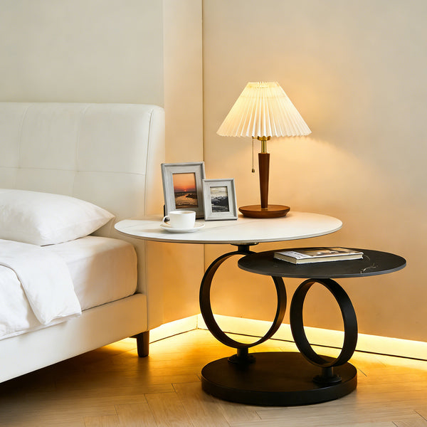English Elm Round Sintered Stone Nesting Coffee Tables Modern Two-tone Set for Living Room W5096S00001