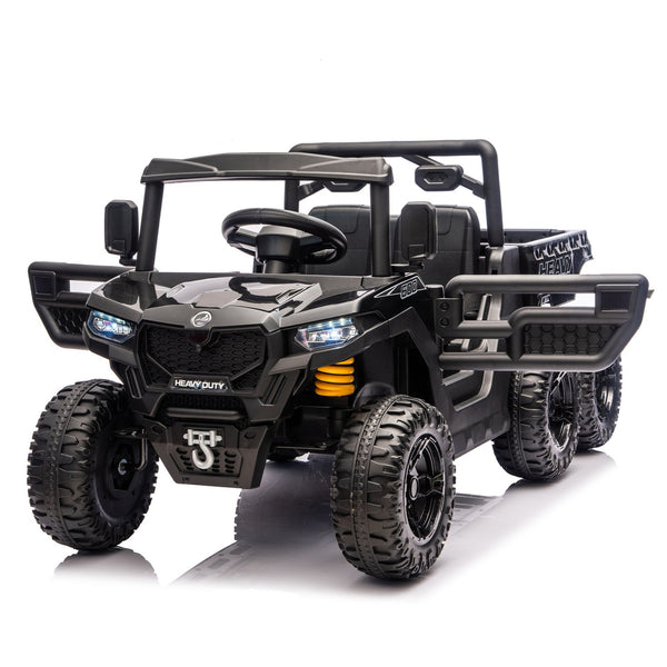 English Elm 24v 400w Six Wheel Kids Electric Dump Truck 4wd Remote Control Ride on Toy Black W1578P353176