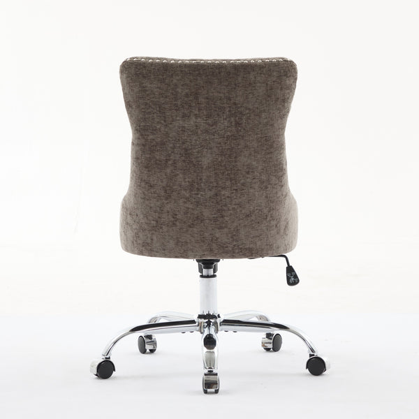 English Elm A&A Tufted Chenille Office Chair with Gold Chrome Base, Plush High-Rebound Cushion for Comfort Gray W1143P366779