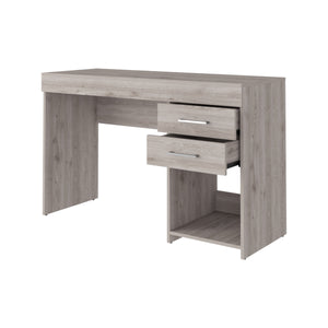 English Elm Austin Writing Computer Desk with Two Drawers and Cabinet, Spacious Legroom, Open Shelf, Durable Particleboard Gray 51 L x 21 W x 6 H B128P148866