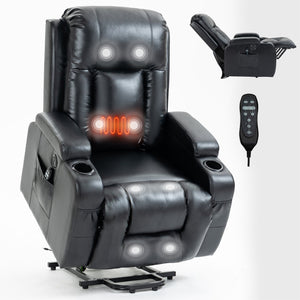 English Elm Infinite Power Lift Recliner with Massage Heat Usb Port and Cup Holders for Elderly W1803S00056