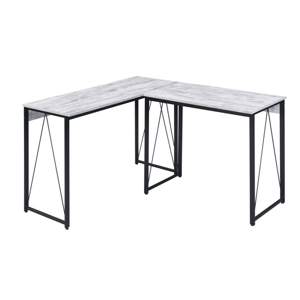 English Elm Antique White And Black Writing Desk - Rustic Industrial Design With Sturdy Metal Sled Base B062P184522