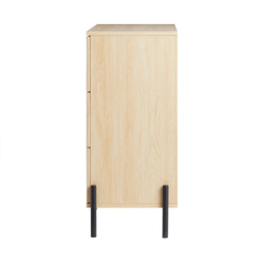 3 Drawer Chest with Reeded Drawer Fronts Coastal Oak PRSB3BCO Walker Edison