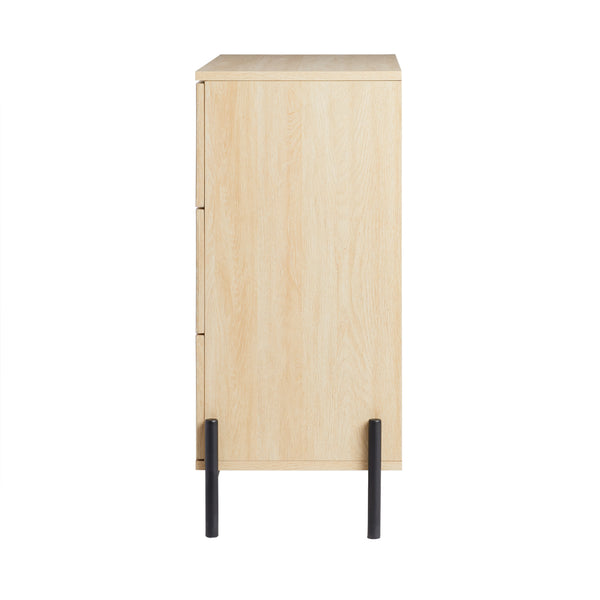 3 Drawer Chest with Reeded Drawer Fronts Coastal Oak PRSB3BCO Walker Edison