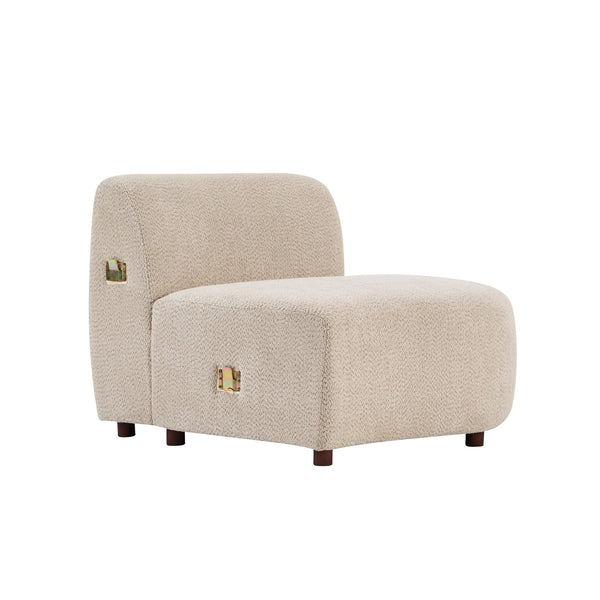 English Elm Cozelle Two Piece Boucle Sectional Sofa Curved Modular Cloud Seating for Living Room N773IS00093B