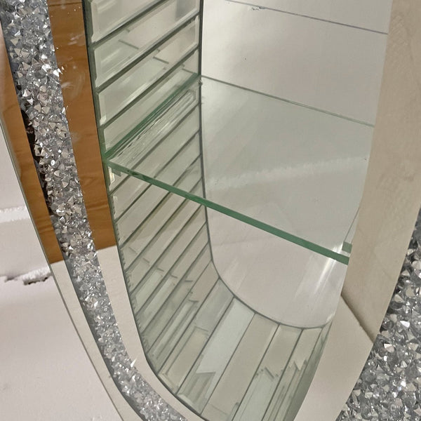 English Elm 35.82"u-shaped Tall Glass Floor Vase with Crystal Diamond Mosaic Silver Mirror Finish W3836P379832