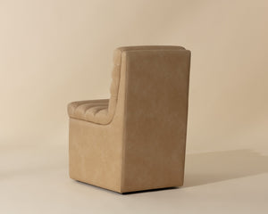 Sunpan Norm Wheeled Dining Chair - Modern Luxe Comfort With Channel Cushioning For Stylish Dining Spaces Brown Faux Leather 111765