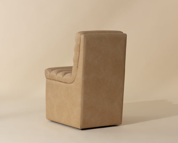 Sunpan Norm Wheeled Dining Chair - Modern Luxe Comfort With Channel Cushioning For Stylish Dining Spaces Brown Faux Leather 111765