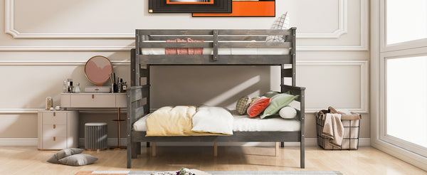 English Elm Wood Twin Xl Over Queen Bunk Bed In Gray - Stylish Space-Saving Solution For Kids & Guests! GX000446AAE-1-GIGA