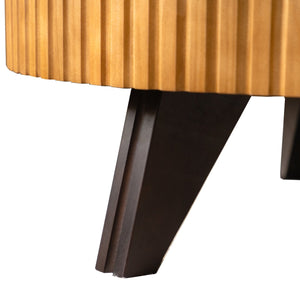 English Elm 35.4 Modern Round Retro Coffee Table with Solid Wood & MDF, Sturdy 110lb Capacity, Stylish Centerpiece Natural W757P241081