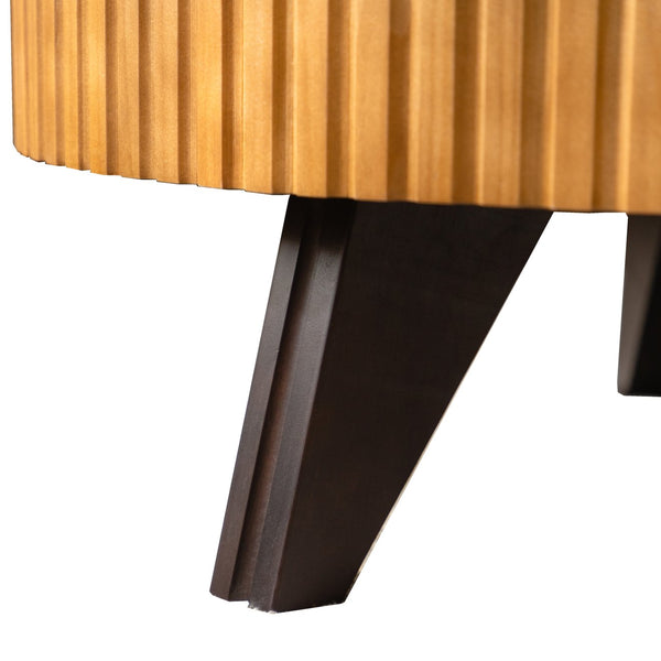 English Elm 35.4 Modern Round Retro Coffee Table with Solid Wood & MDF, Sturdy 110lb Capacity, Stylish Centerpiece Natural W757P241081