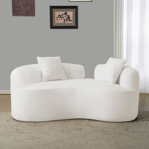 English Elm 66.93 Curved Loveseat 73" Heart-Shaped Teddy Velvet Sofa Full Foam & Spring Support, No-Assembly Cozy Compact White W3612P332115