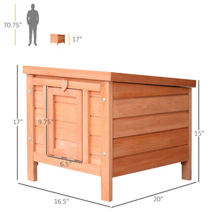 English Elm Wooden Outdoor Pet Hutch with Asphalt Roof Raised Floor and Ramp for Small Animals T3971P383374