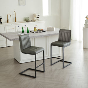 English Elm Faux Leather Counter Stools Set of Two Ergonomic Curved Back Metal Frame Kitchen Seating W5096P400639