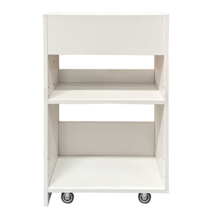 English Elm 3 Tier Rolling Bookcase with Pull Out Drawers Dustproof Door for Home Office Use W331P377340