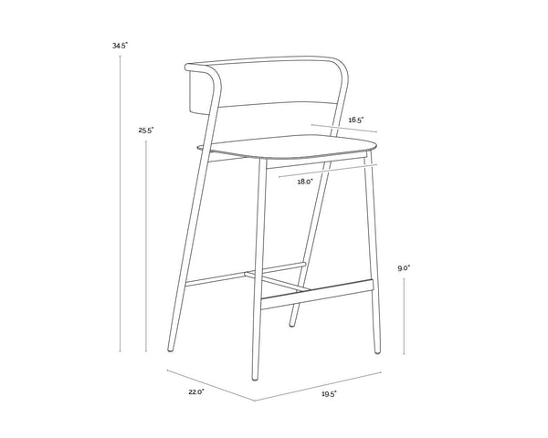 Sunpan Keanu Sleek Modern Barstool with Antique Brass Finish and Unique Starburst Design for Stylish Spaces Gunmetal