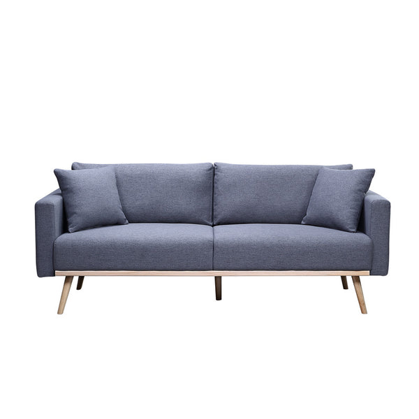 English Elm Elio Mid-century Linen Sofa and Loveseat Set with Usb Port Storage Pockets Dark Gray B2749S00016
