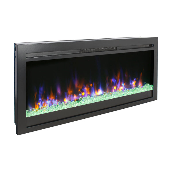 English Elm 44 Inch Recessed Electric Fireplace with Led Flame Heater and Remote for Living Rooms W1769P171421