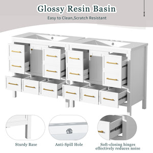 English Elm 72'' Elegant Freestanding Bathroom Vanity Set With Resin Sink, Soft-Closing Drawers & Ample Storage N710SS00012K