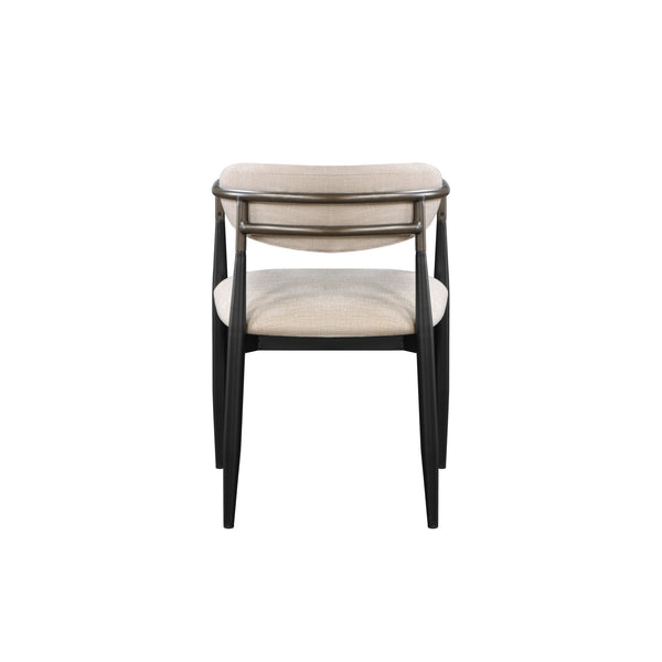 English Elm Beige Modern Armchair Set of 2 with Open Back, Straight Legs and Sleek Black Finish for Chic Living Beige+Black B062P215498