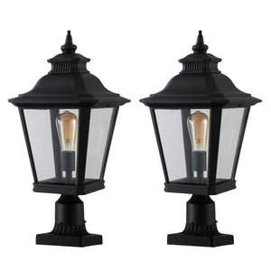 English Elm 21"(h) Matte Black Aluminum Post Lanterns Set of Two for Driveway Garden Path W2312P415983
