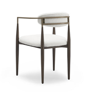 English Elm Dining Arm Chairs Set of 2 Gold Accent Iron Frame Upholstered Modern Minimalist White+Gold N771P392272J