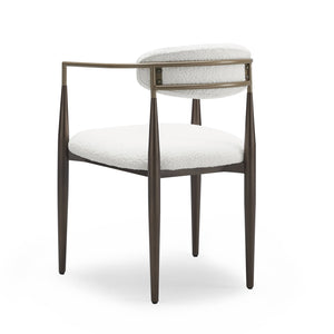 English Elm Christopher Knight Home® - Low Back Upholstered Dining Chair with Gold-Trim Iron Frame, Curved Open Backrest, Plush Comfort White+Gold N771P249346J