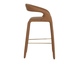 Sunpan ATIKA Barstool in Milliken Cognac - Modern Comfort with Sculptural Design for Stylish Dining Spaces 112760