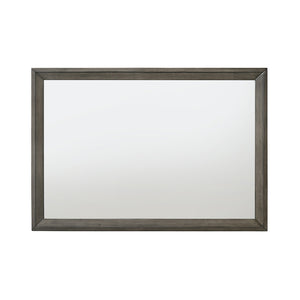 English Elm Escher Gray Oak Finish Wall Mirror 41x27" Landscape Frame Synthetic Wood Modern Rustic Accent Decor B2726P261876