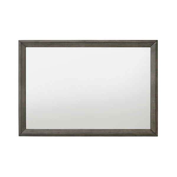 English Elm Escher Gray Oak Finish Wall Mirror 41x27" Landscape Frame Synthetic Wood Modern Rustic Accent Decor B2726P261876