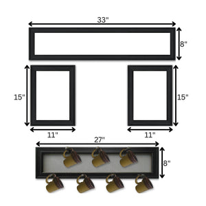 English Elm "kitchen Collection Iv" Handcrafted Wood Wall Art with 7-peg Mug Rack Black Frame B06787069