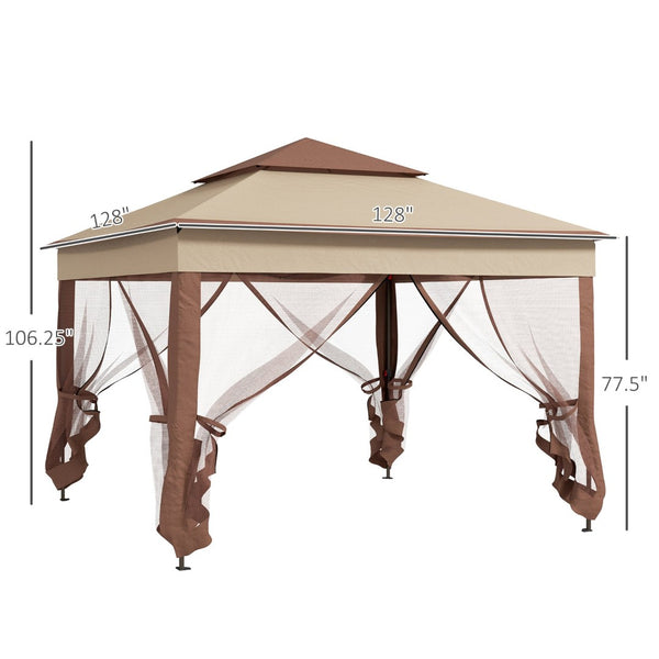English Elm Outsunny 11' X 11' Pop-Up Canopy With Screened Walls - Instant Shade For Backyard Events & Parties W2225P229141-GIGA