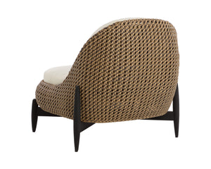 Sunpan Carilo Lounge Chair - Modern Outdoor Seating With Teak Legs, Woven Synthetic Wicker & Cushions Cream Fabric 112115
