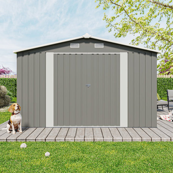 English Elm Campcraft Steel Utility Storage Shed with Lockable Doors Vented Sloped Roof Backyard W1598P287577